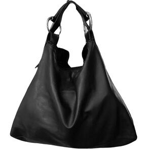 Designer Look Oversized Slouchy Leather
Bag Silver Tone Hardware flaw